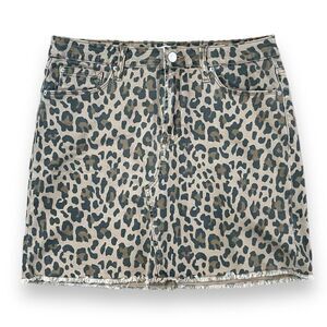 Kensie Jeans Animal- Print Cut-Off Skirt Sz 6